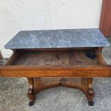 Empire restauration console with marble top in walnut from the 19th century