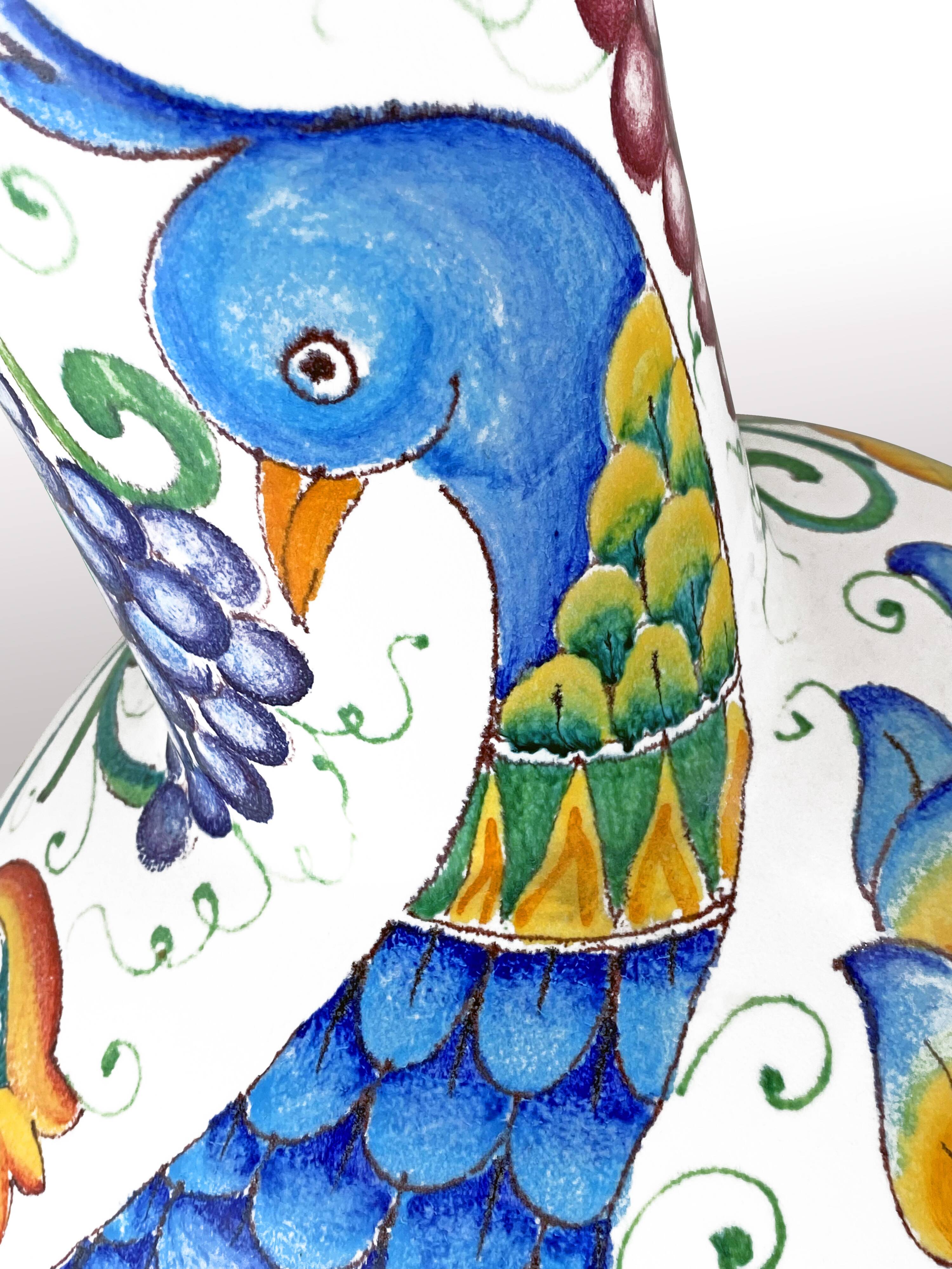 Large 1980s decorative vase hand painted enamel height. 63 cm. Italian manuf. Paolo MARIONI