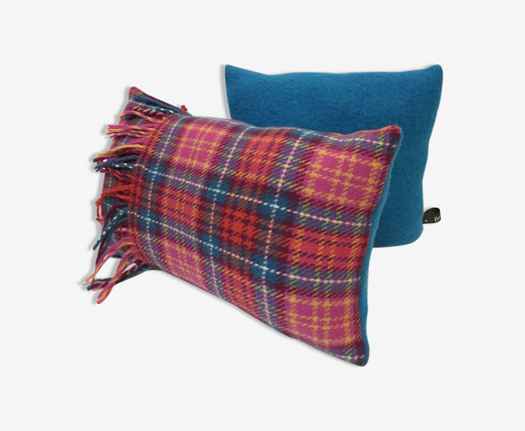 Lot de 2 coussins écossais fushia et bleu