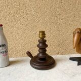 Turned wood lamp base, French craftsmanship, vintage art deco, minimalist, 40s/50s