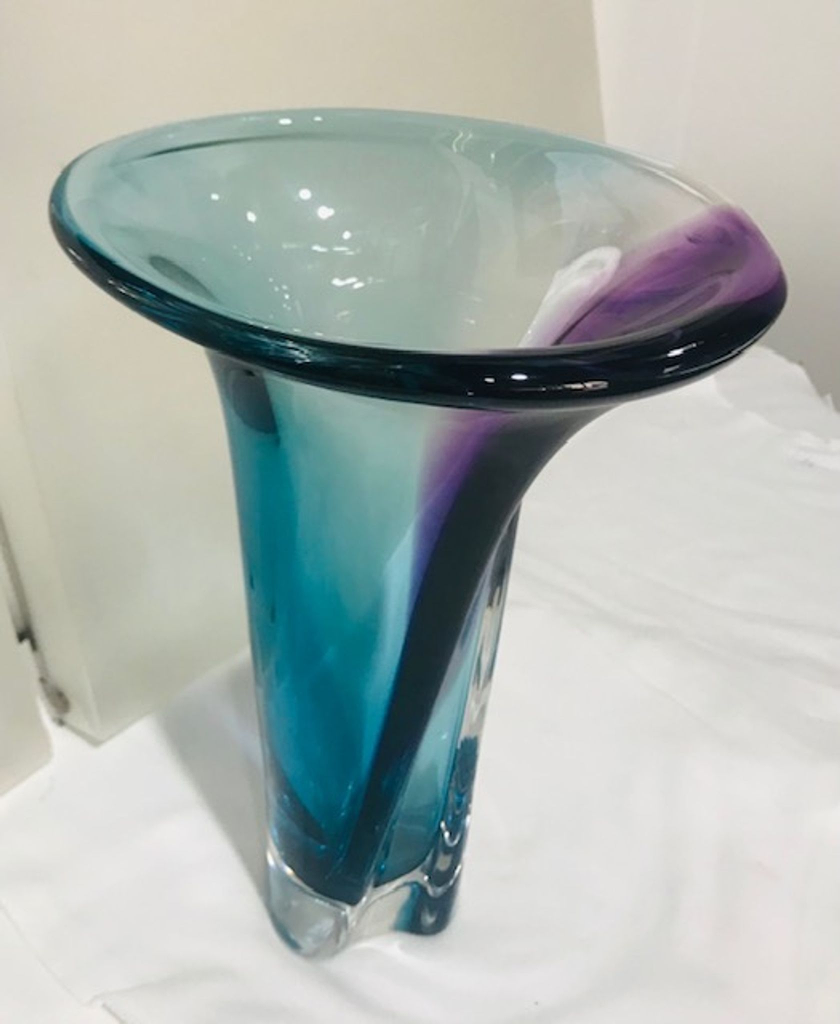 Kosta boda vase in purple glass blue green and transparent