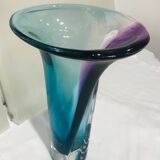 Vase kosta boda en verre violet bleu vert et transparent
