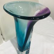 Kosta boda vase in purple glass blue green and transparent