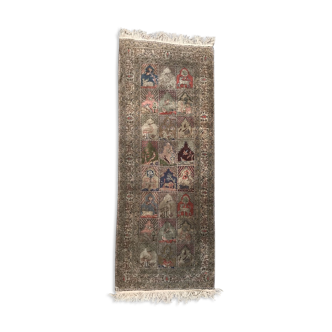 Tapis ancien  Turquie kaysery en soie fait main 85x216 cm