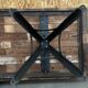 Large table for 10 people - 3m long - antique top / industrial legs