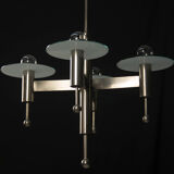 Art Deco or Bauhaus Nickel-plated 4-flamming chandelier, 1920s