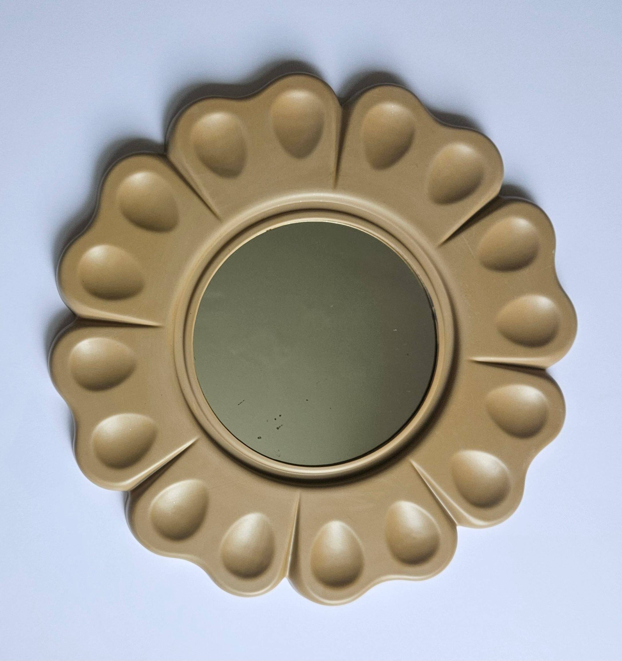 Rare Midcentury Flower Wall Mirror, Italy, 1970s