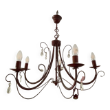 Deep red tassel and wrought iron chandelier
