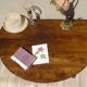 Antique walnut console table with honey spoon legs.