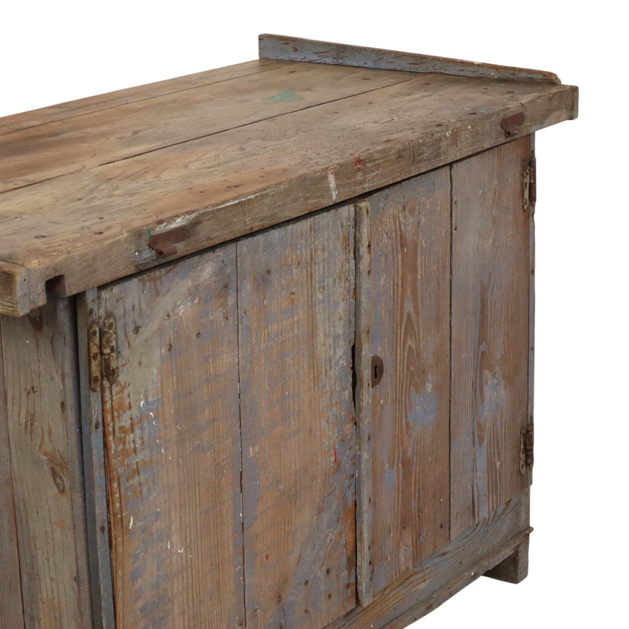 Characterful Old Blue Workbench Sideboard Unique 124cm