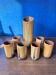 Vintage 1970s ceramic pitcher and glass set for orangeade, faux bamboo.