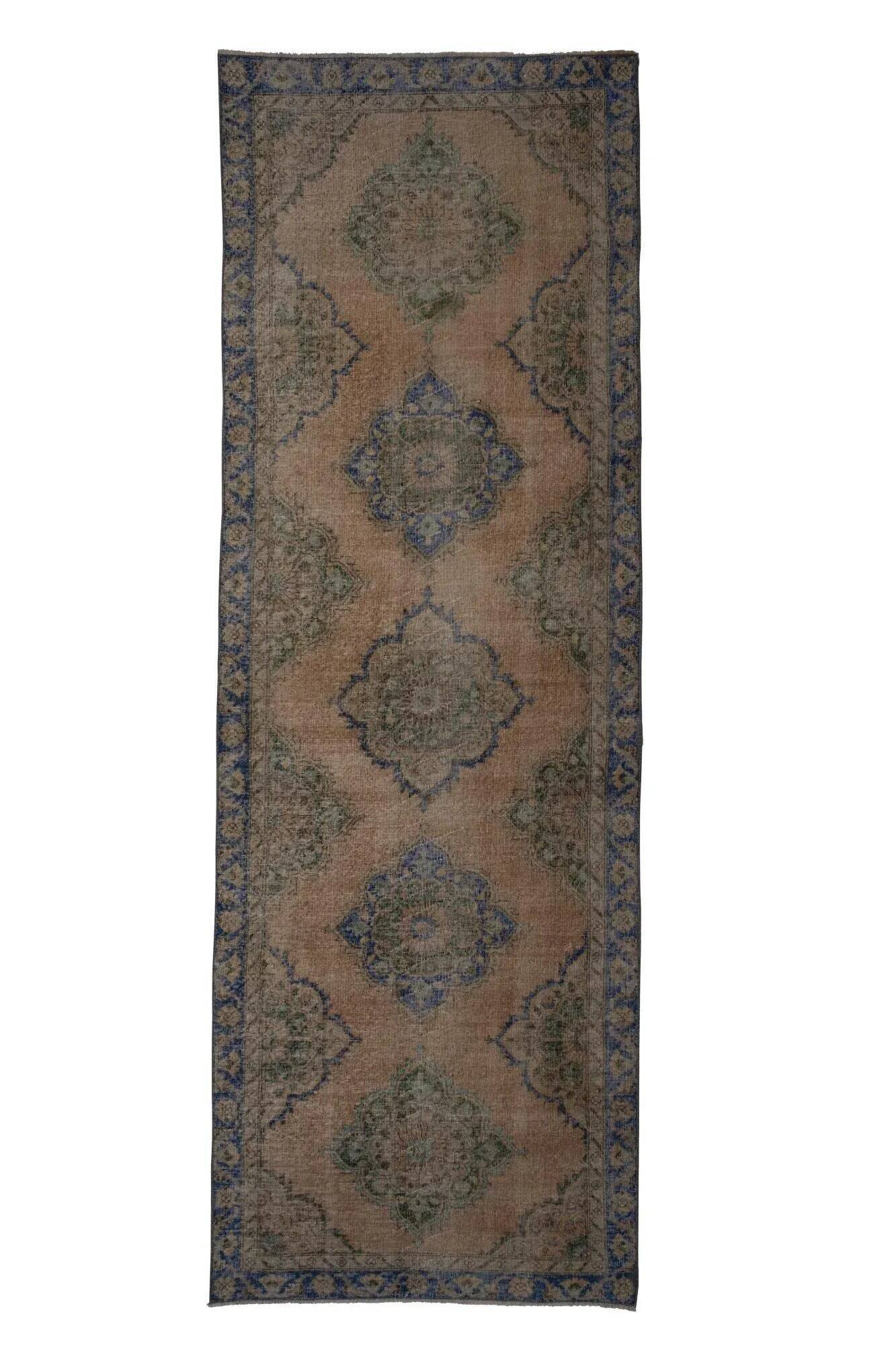 Vintage Turkish hallway rug 129x375 cm