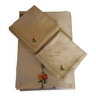Tablecloth "Fleurie" embroidered hand and its 12 towels 80s