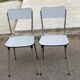 2 chaises formica beige et acier 1980