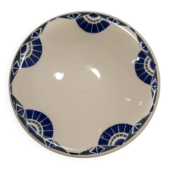 Round service plate demi-void signed Badonviller Thouars Art Deco