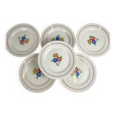 Set of 6 flat plates "The Hive", Moulins des Loups, 20th century