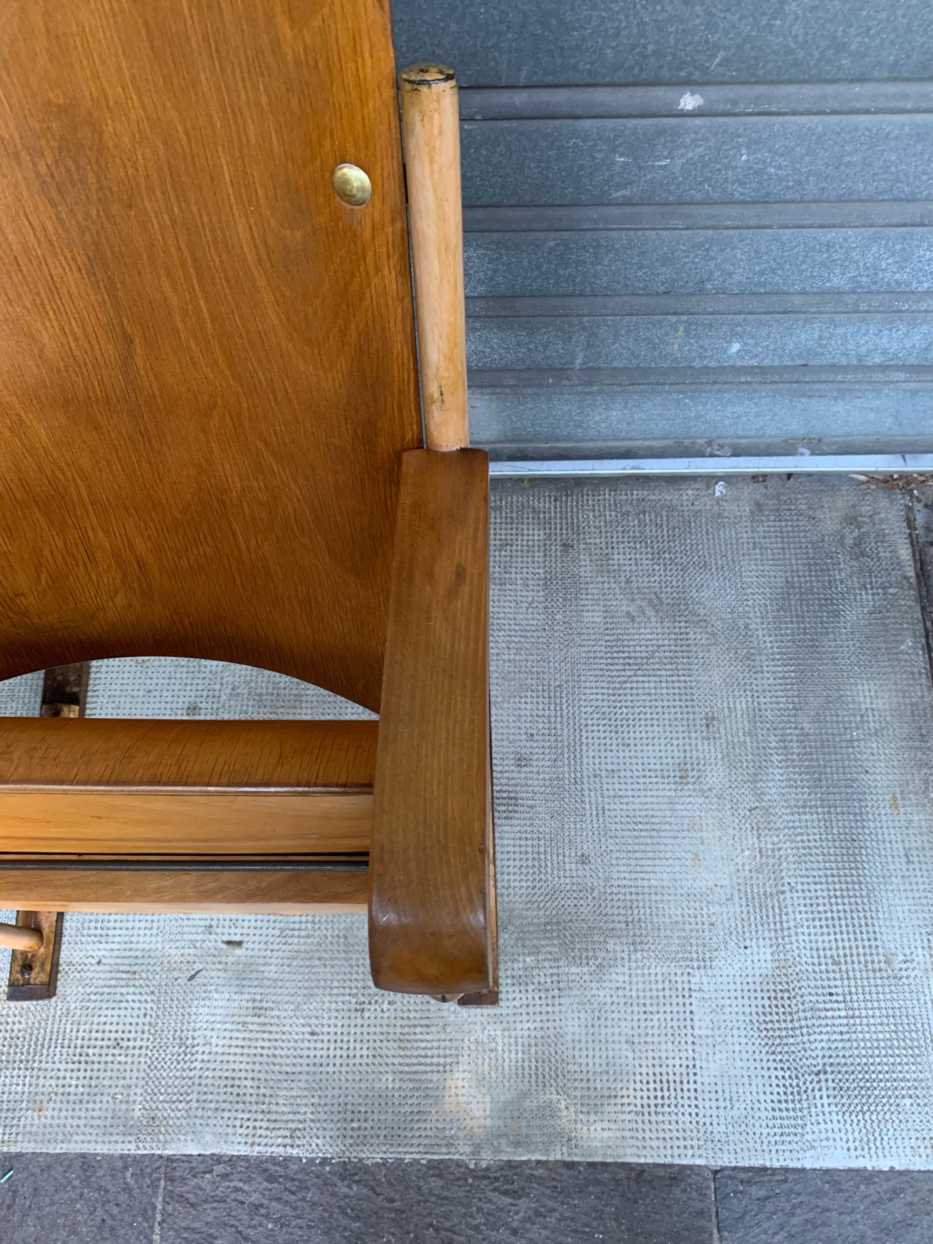 Wooden wooden metal base armchairs 1950s ́