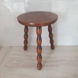 Turned wooden stool / tripod with round seat
