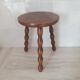 Turned wooden stool / tripod with round seat