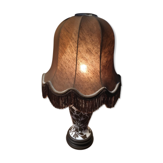 Lampe en céramique et socle bois années 70