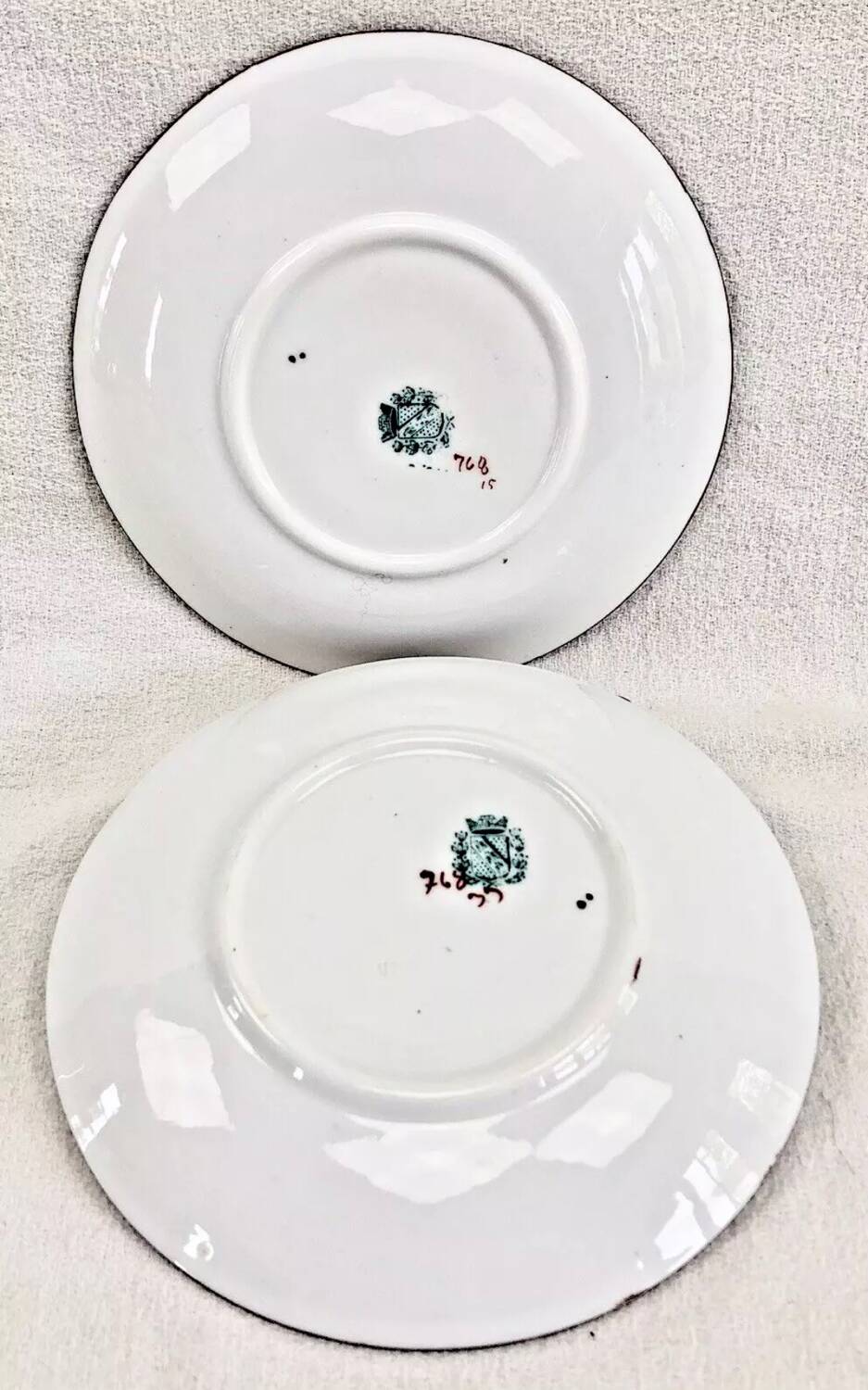 2 old Sarreguemines Minton porcelain tea cups + saucers