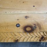 Large 19th century sculpted sled coffee table, folk art, France