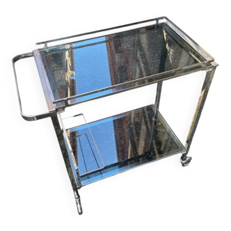 Chrome rolling serving cart from the 1950s-60s