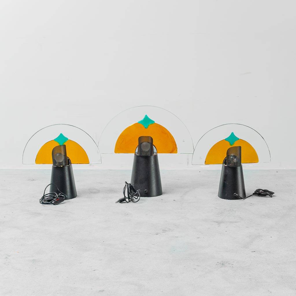 Set of 3 vintage Murano glass lamps by Gambarro & Poggi, 1980s design