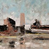 Oil painting on canvas by Delas, circa 2000