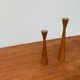 Vintage Danish teak candle holders, set of 2.