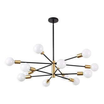 Modern sputnik chandelier, black and gold chandelier,mid century pendant light