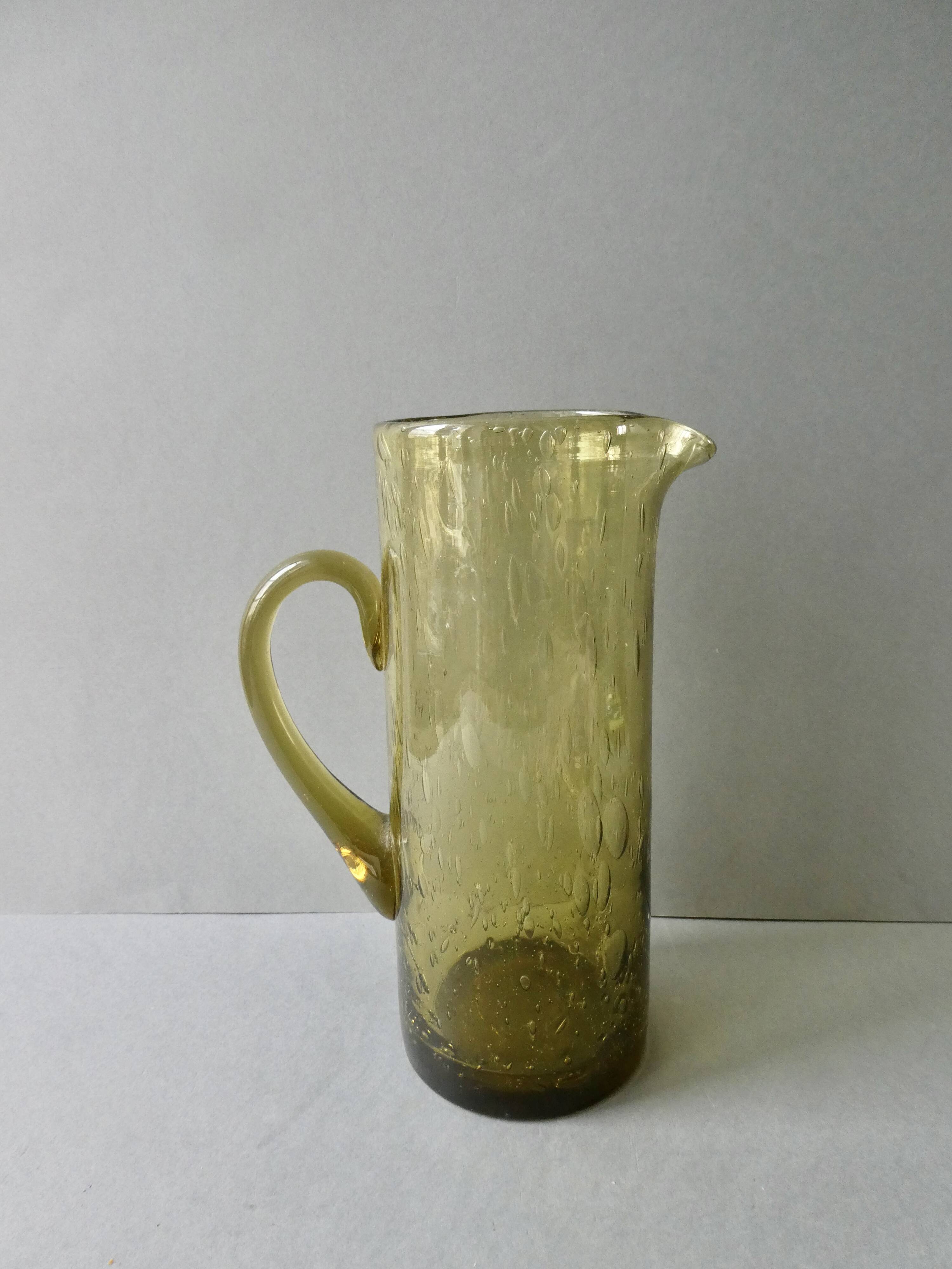 Large bubble glass pitcher from the 70s