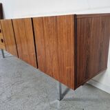Scandinavian row in rosewood and chrome, 60s
