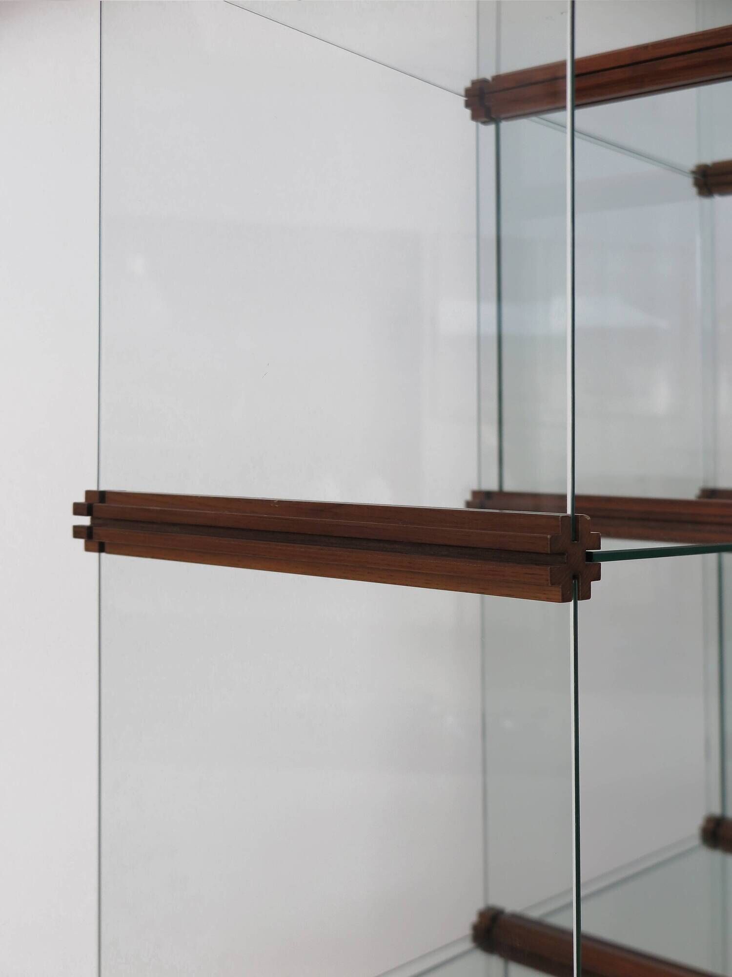 Gallotti & Radice Italian glass and wood bookcase 1980s