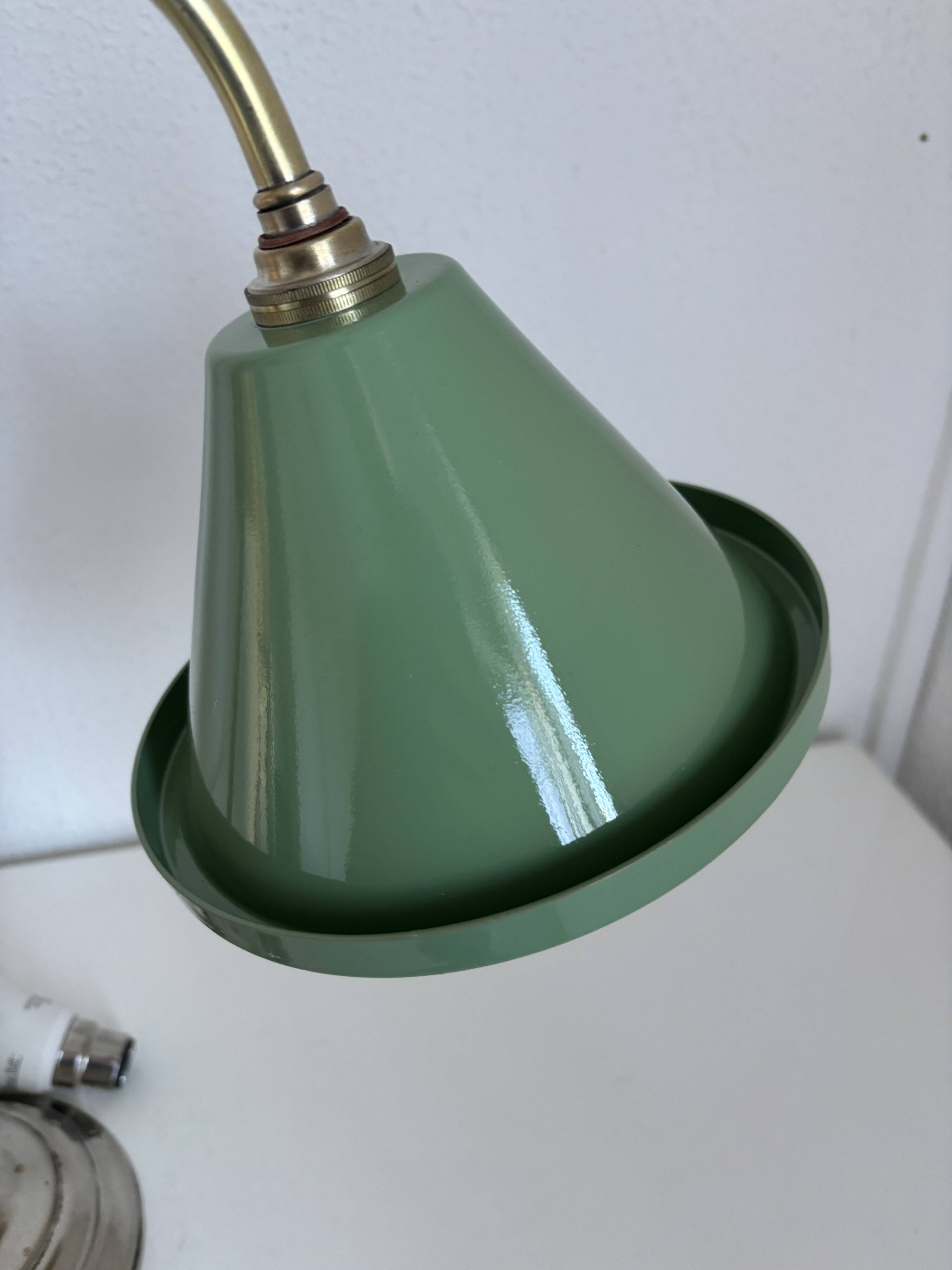 Vintage lamp 1920 Monix nickel-plated metal sage green sheet - 50 cm