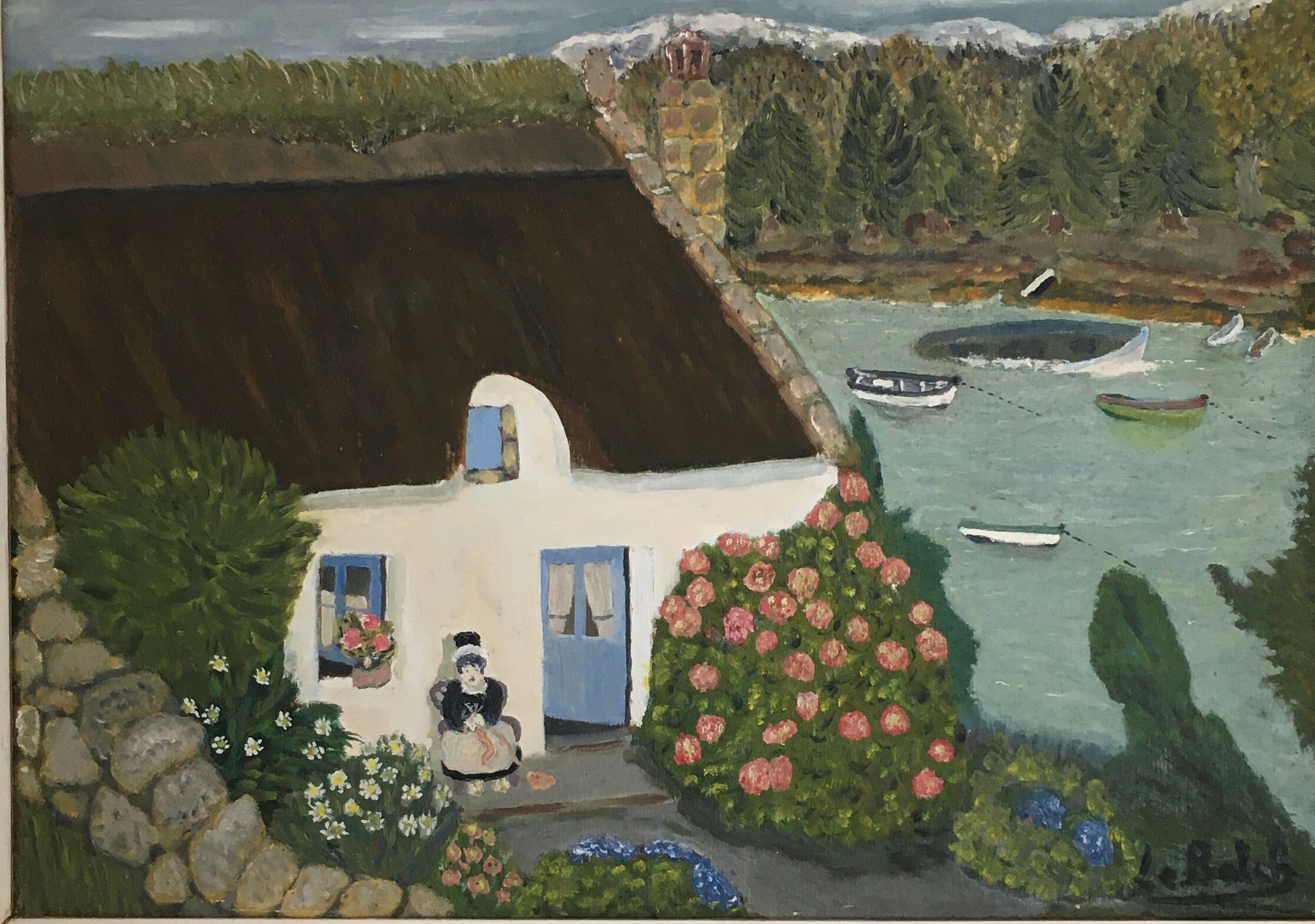 Painting naïve Breton landscape