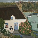 Painting naïve Breton landscape