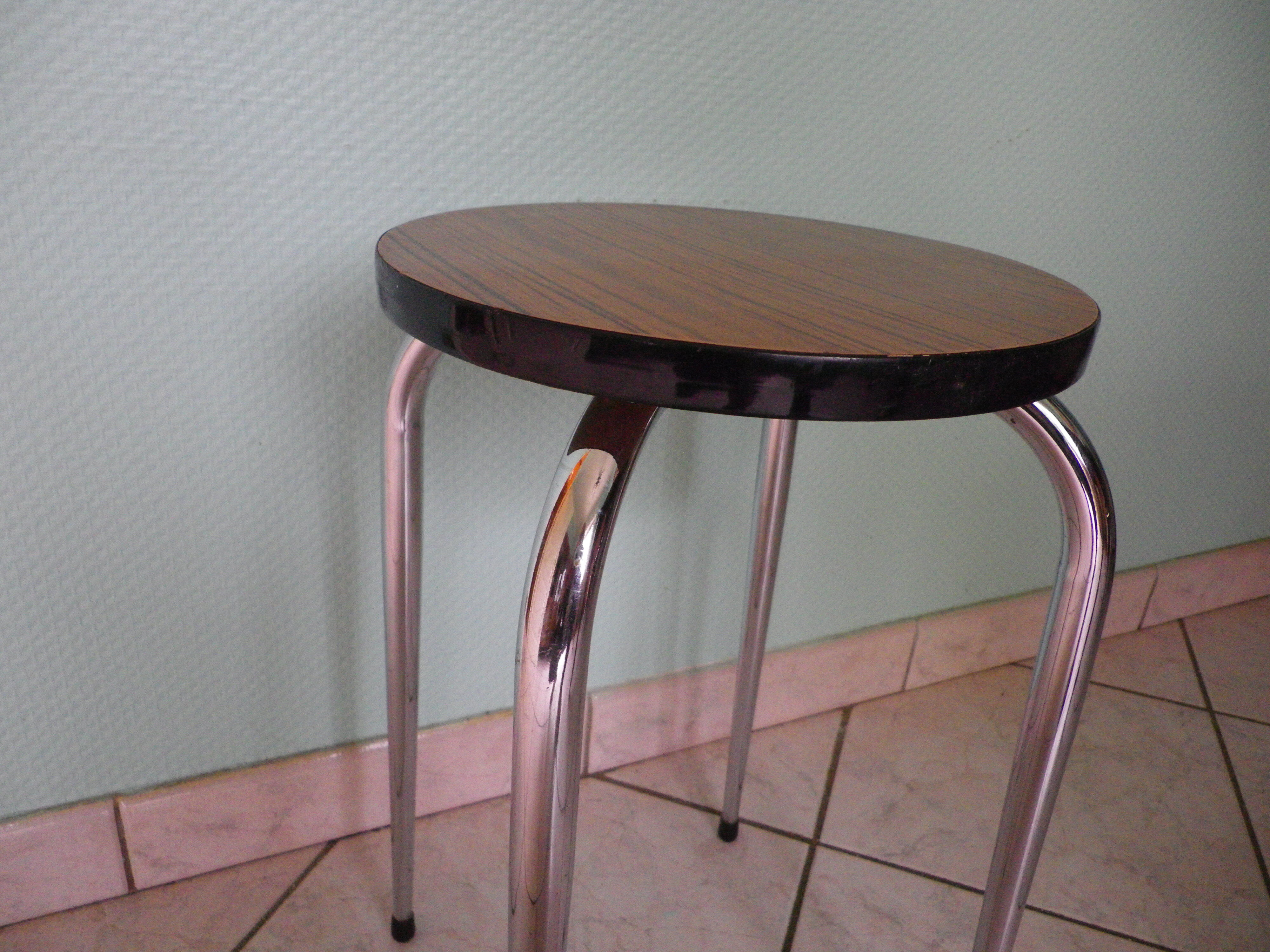 Vintage stool, formica and chrome feet, 60s