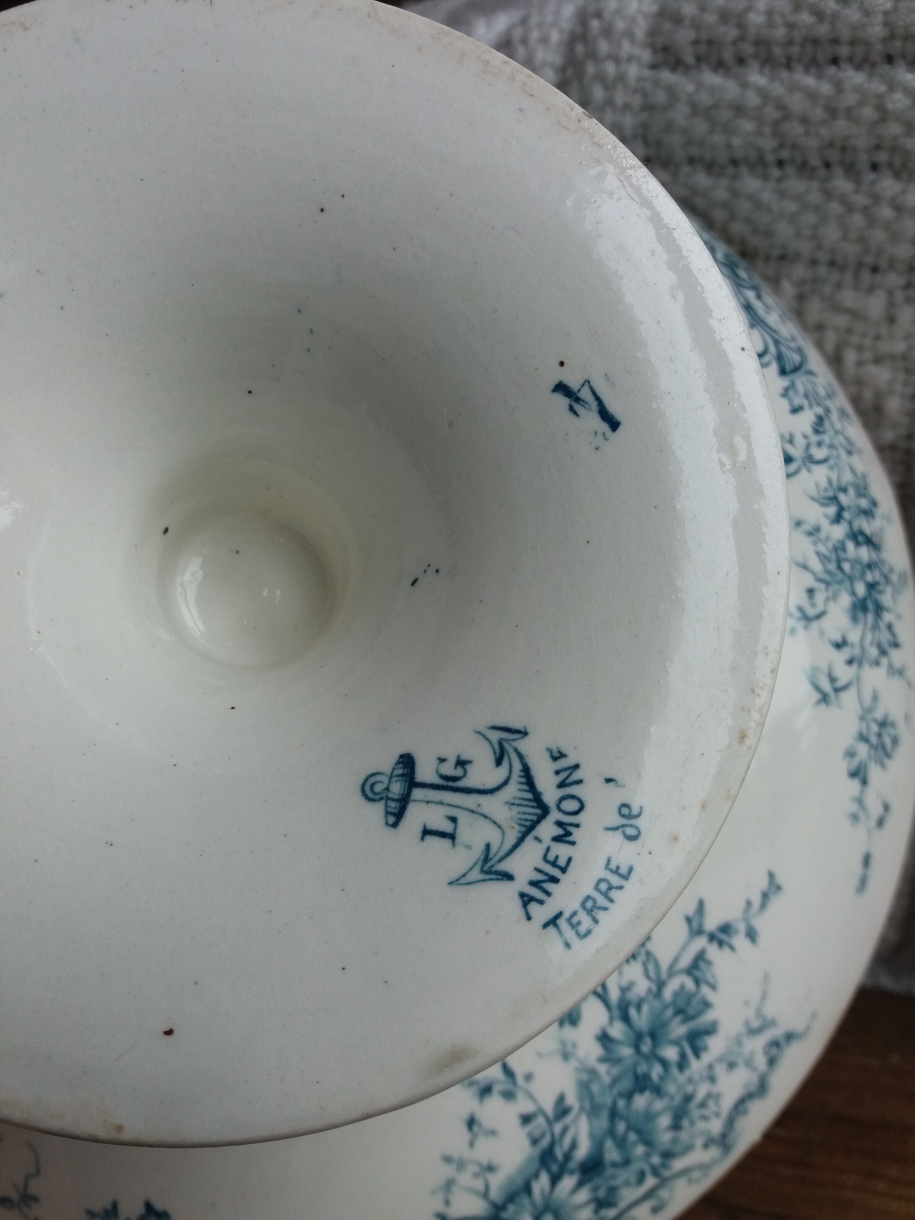 Standing dish 1900 Iron Earth service Anemone