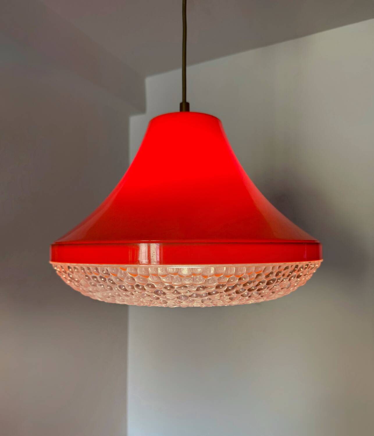 Space Age orange designer chandelier from the 70s