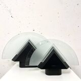 Postmodern geometric glass and metal lamp, small model, 1980