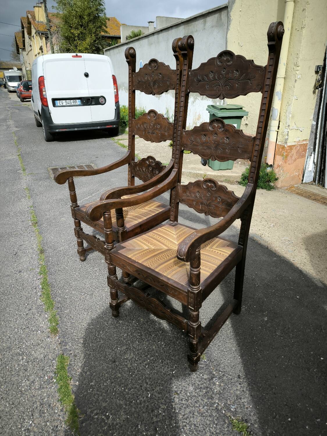 Pair of large, heavy armchairs from the late 19th century