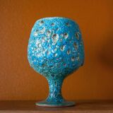 Fat Lava turquoise ceramic cup, blue crater ceramic vase, turquoise emaux, chalice, Cyclops