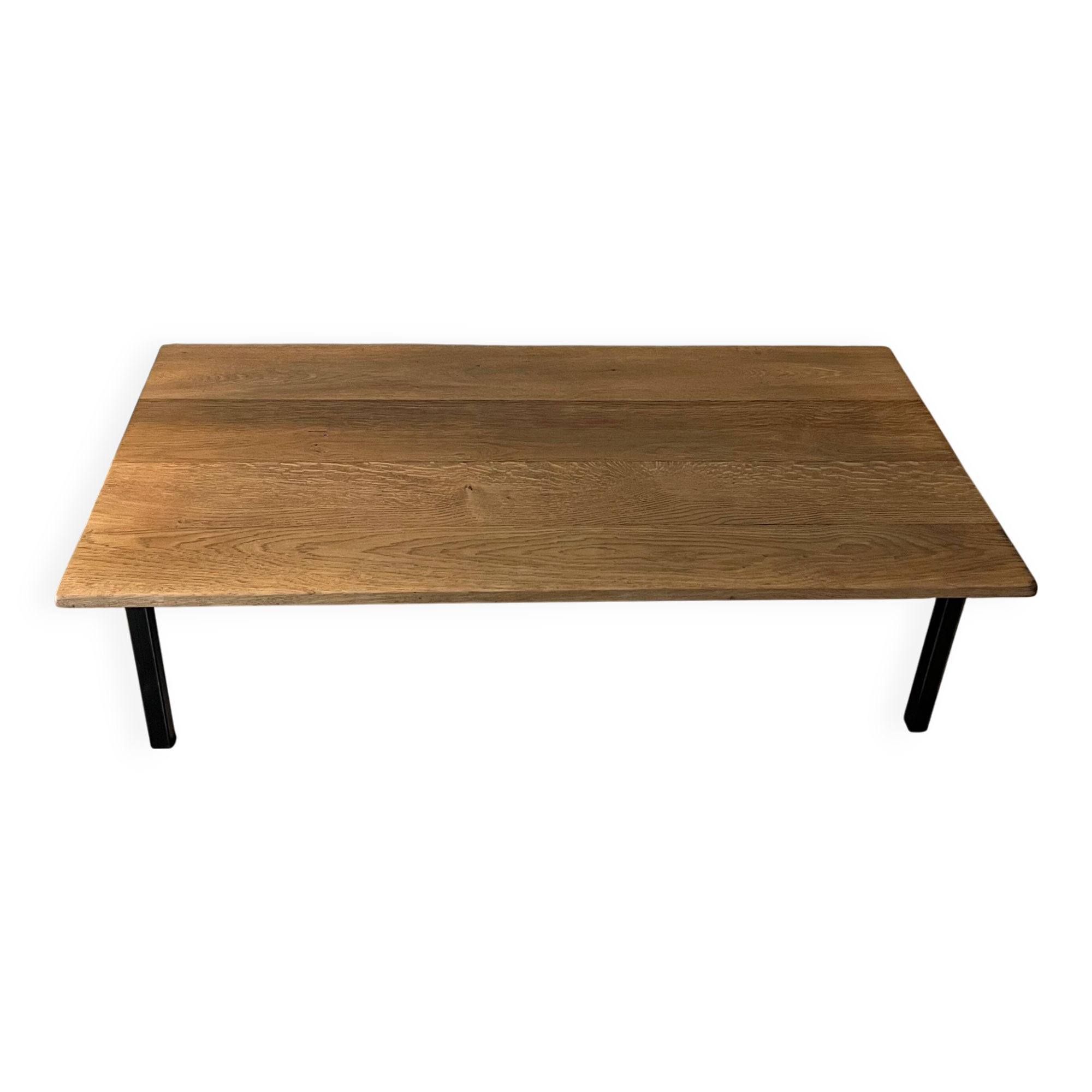 Wooden coffee table with metal legs
