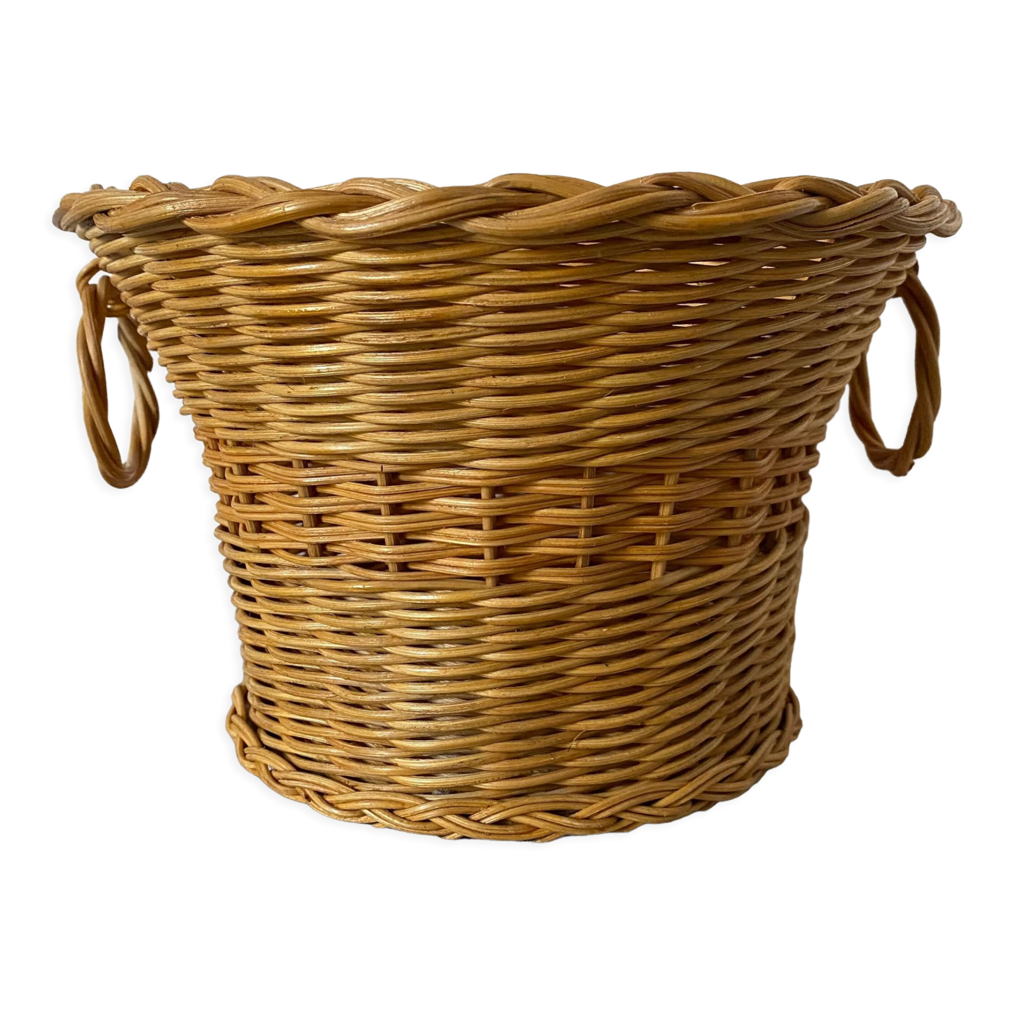 Vintage woven wicker pot cover