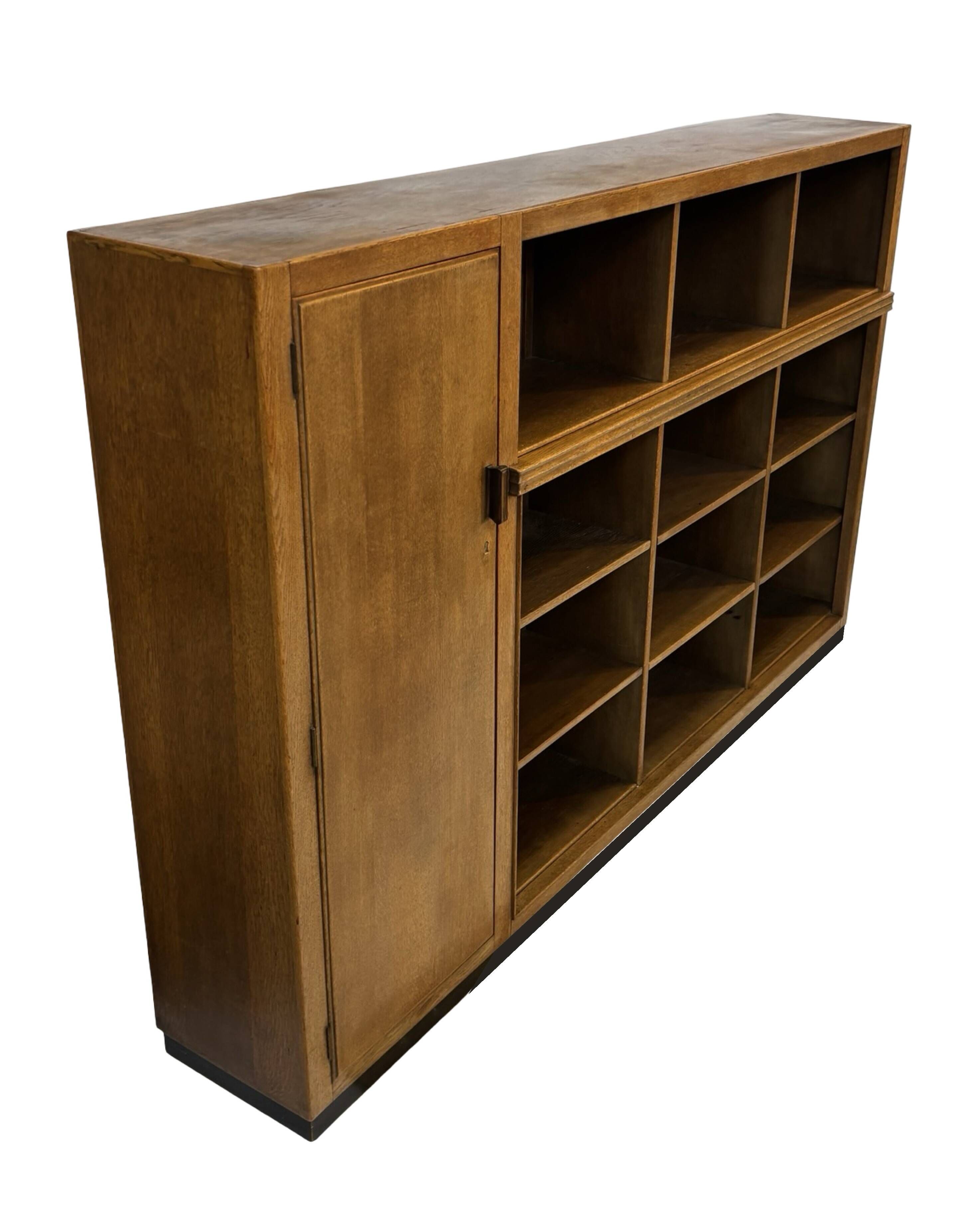 Art Deco XL Wall Cabinet Bookcase 1930s Oak Open Cabinet The Netherlands