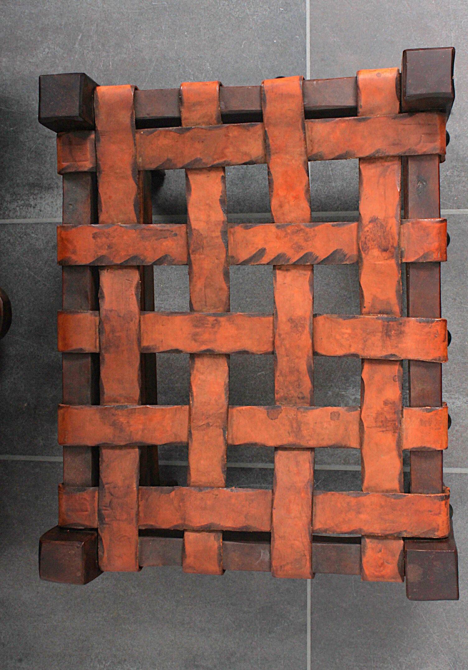 Brutalist oak lounge chair and ottoman, 1970s, set of 2