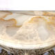 Louis XV style console in gray lacquered wood and marble top, nineteenth