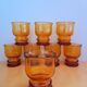 Set of eight amber glasses, Pernod 1970