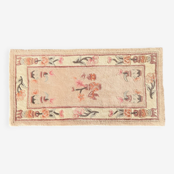 Vintage chinese rug pink beige 118 x 60cm